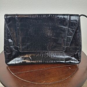 VINTAGE Carey Adina black croc bag